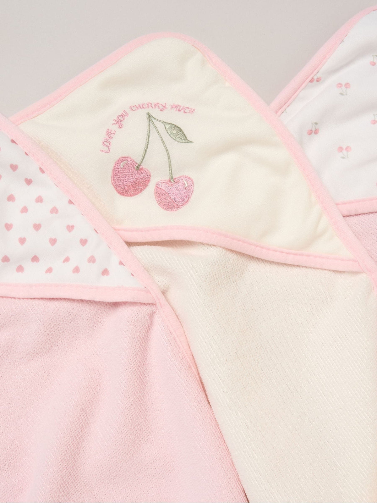 Rock-A-Bye Baby Boutique Cherry Pink Hooded Towels And Wash Cloth Set 3 Pack - image 2
