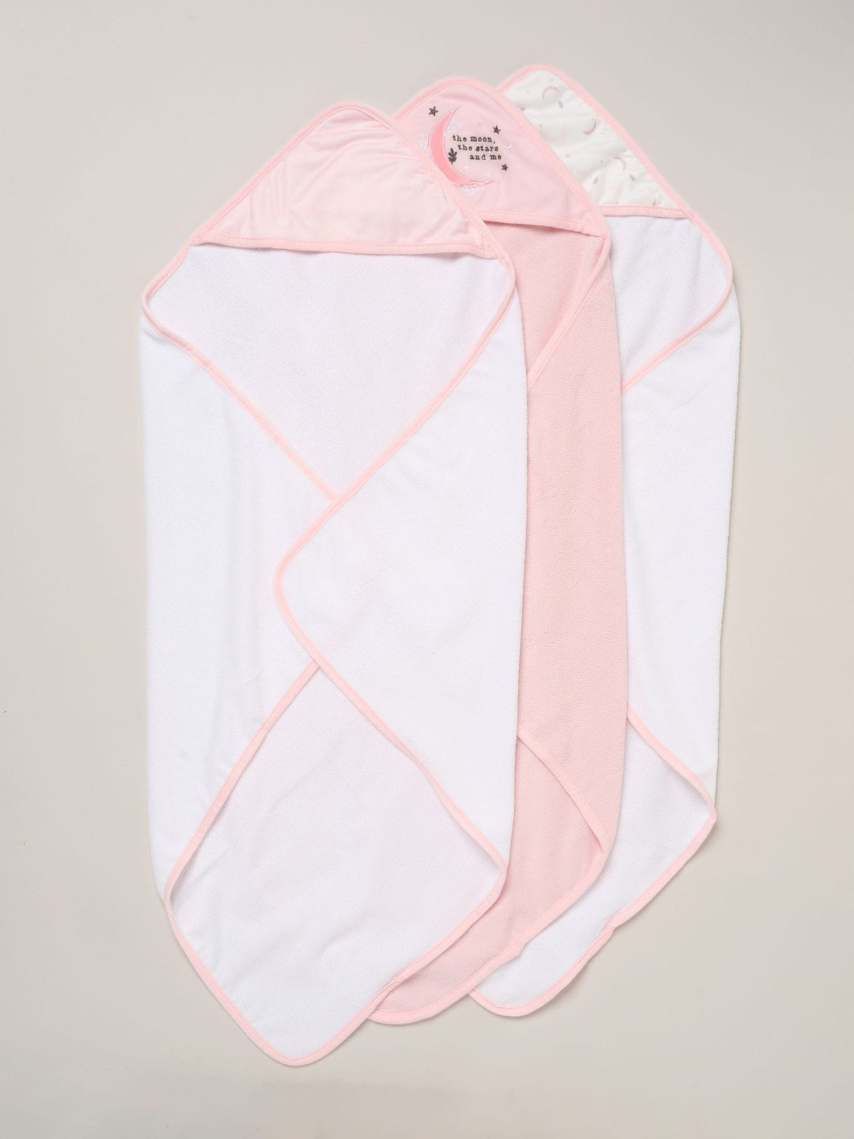 Rock-A-Bye Baby Boutique Baby Pink Hooded Towels And Wash Cloth Set 3 Pack - image 1