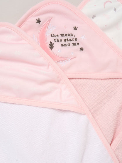 Rock-A-Bye Baby Boutique Baby Pink Hooded Towels And Wash Cloth Set 3 Pack - image 2