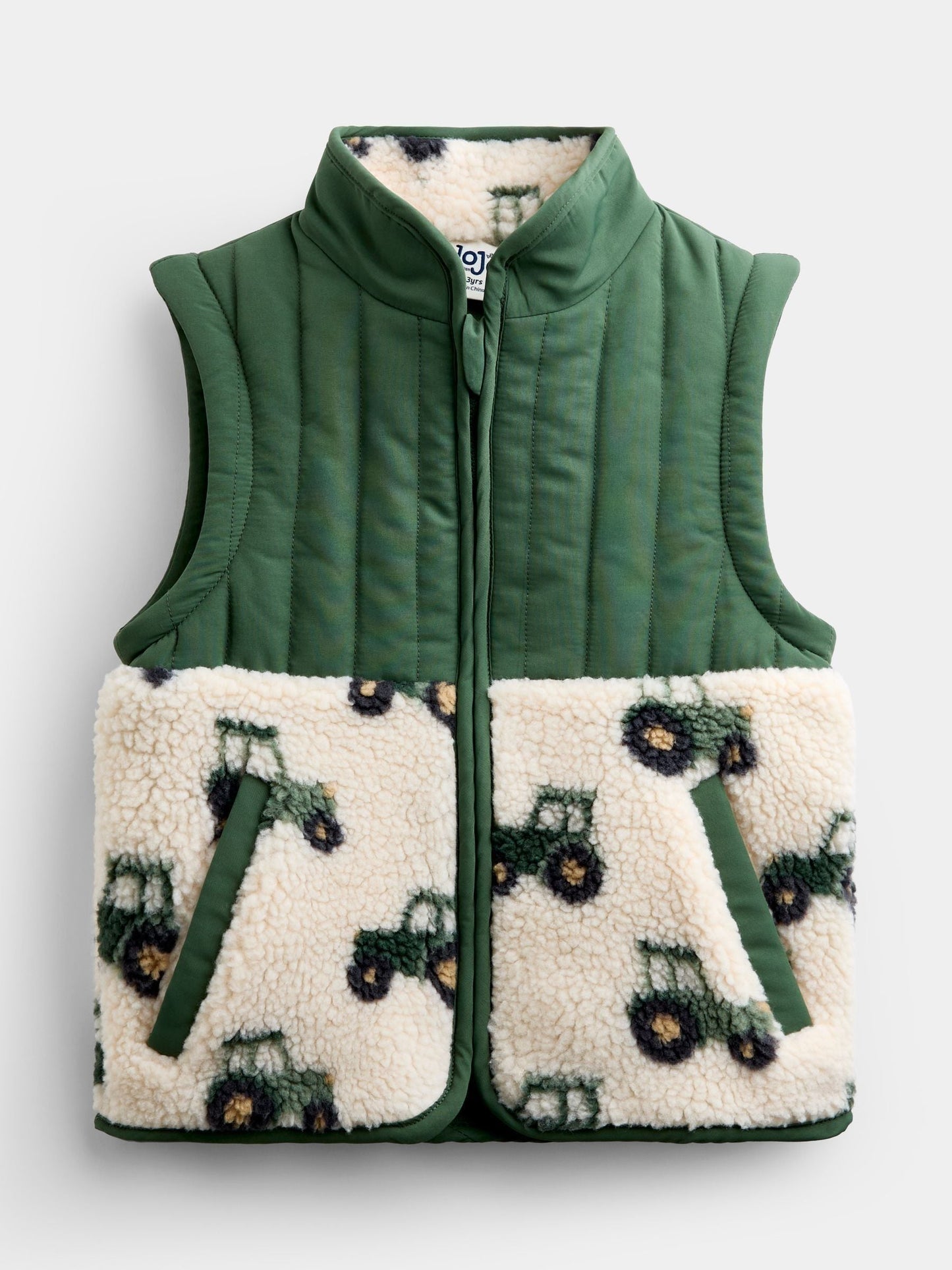 Dsiney Kidz - Jojo Maman Bébé Khaki Green Tractor Zip-Off Sleeve 2-in-1 Borg Fleece image 5