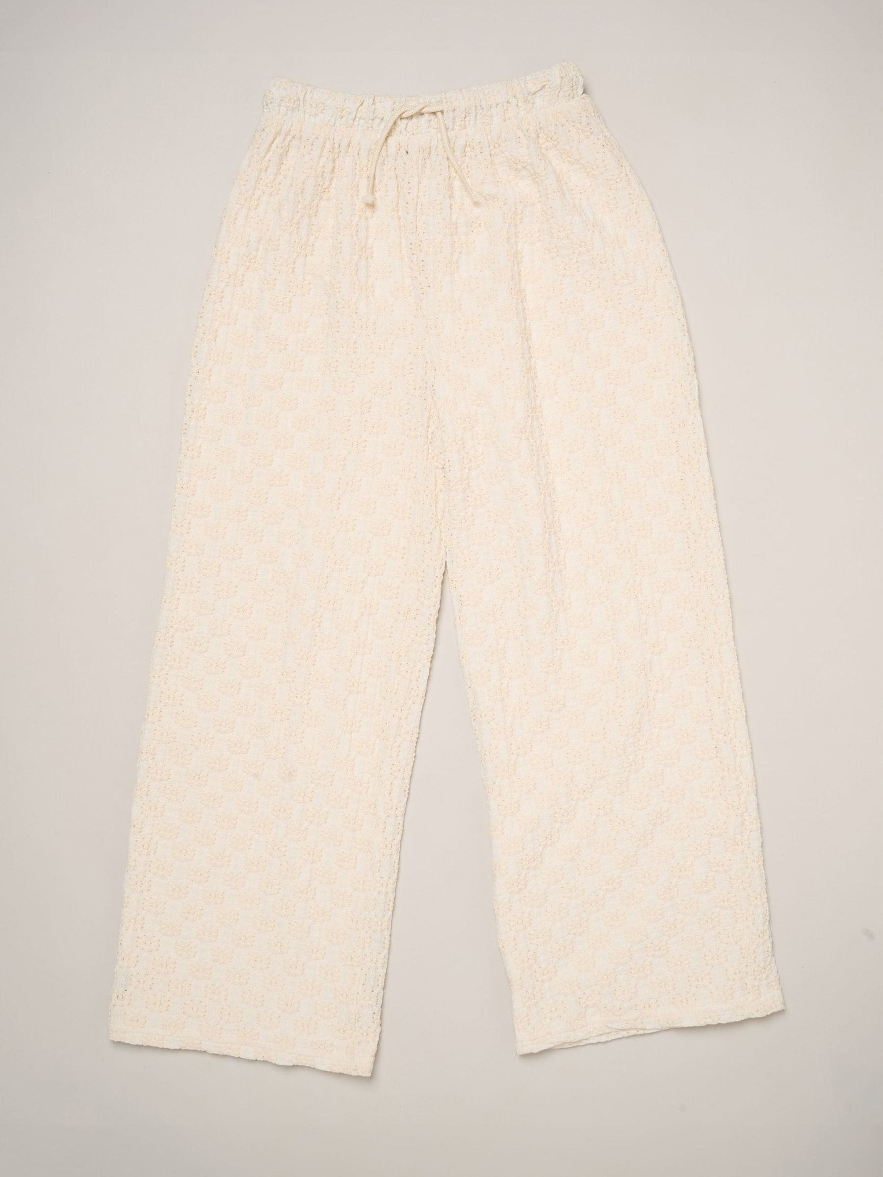 Miss Cream Textured Top Wide Leg Trouses And Scrunchie Outfit Set image 6