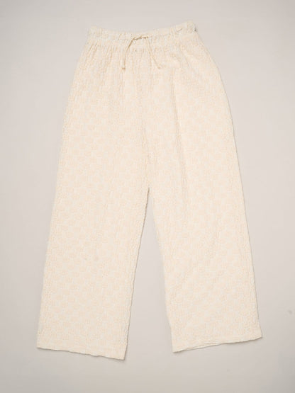 Miss Cream Textured Top Wide Leg Trouses And Scrunchie Outfit Set image 6