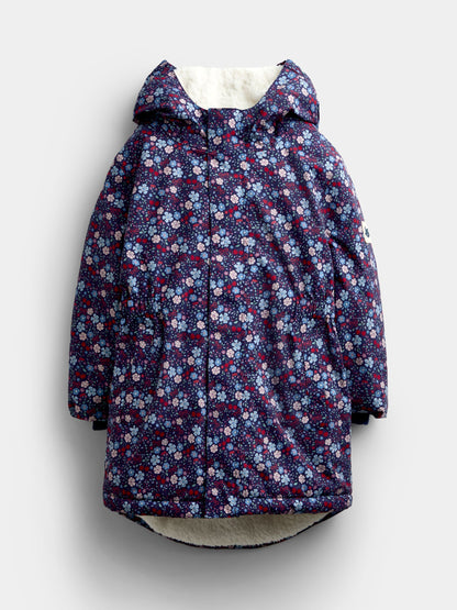 JoJo Maman Bébé Navy Ditsy Borg Lined Parka - image 1