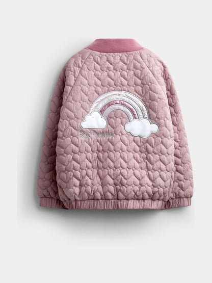 JoJo Maman Bébé Pink Unicorn Quilted Bomber Jacket - image 2