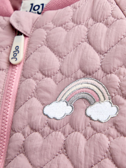 JoJo Maman Bébé Pink Unicorn Quilted Bomber Jacket - image 3
