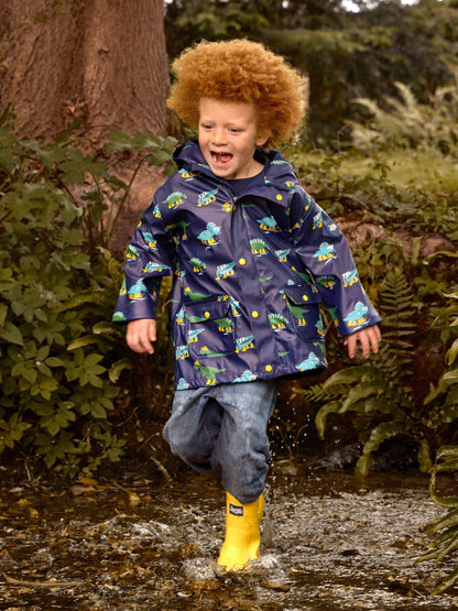 JoJo Maman Bébé Navy Blue Dinosaur Fleece Lined Fisherman Jacket - image 1