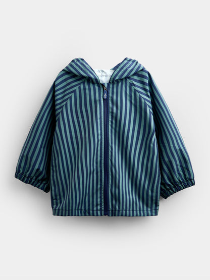 Dsiney Kidz - JoJo Maman Bébé Green Stripe Waterproof Packaway Jacket image 2
