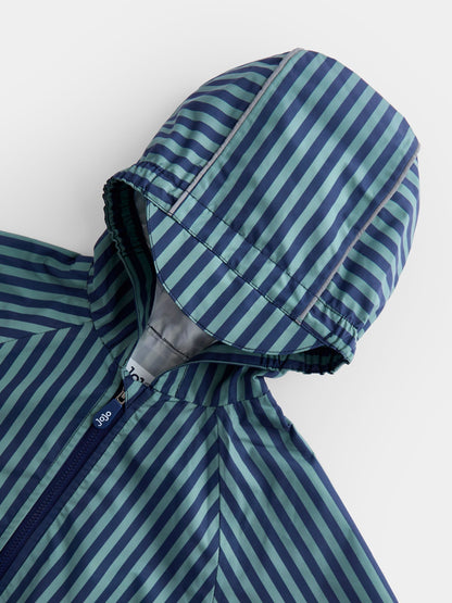 Dsiney Kidz - JoJo Maman Bébé Green Stripe Waterproof Packaway Jacket image 4