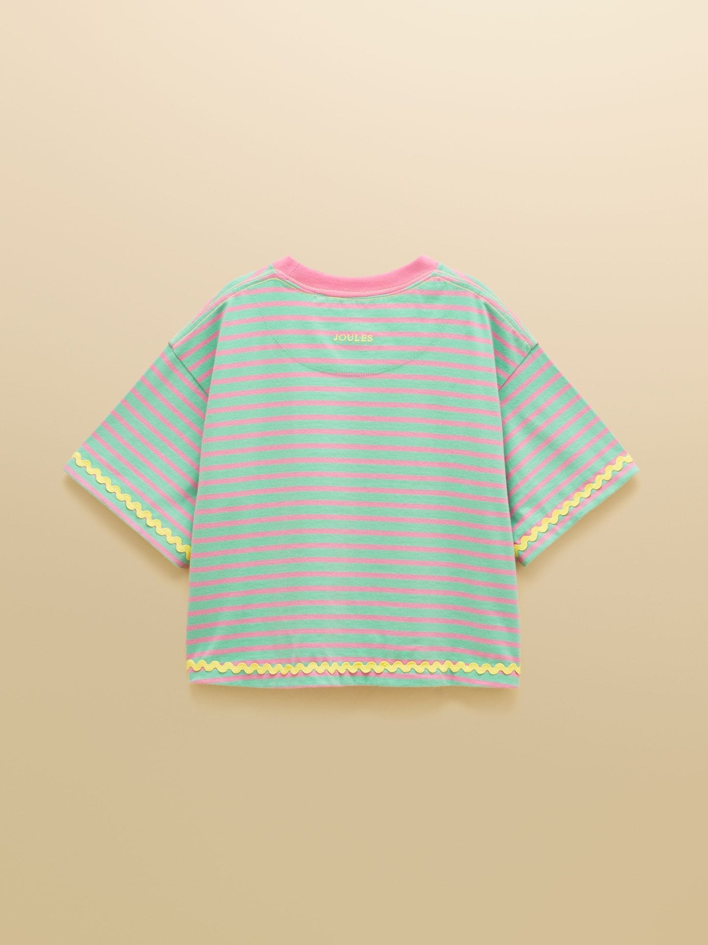 Dsiney Kidz - Joules Girls' Mila Aqua Blue Short Sleeve Stripe Boxy T-Shirt image 2