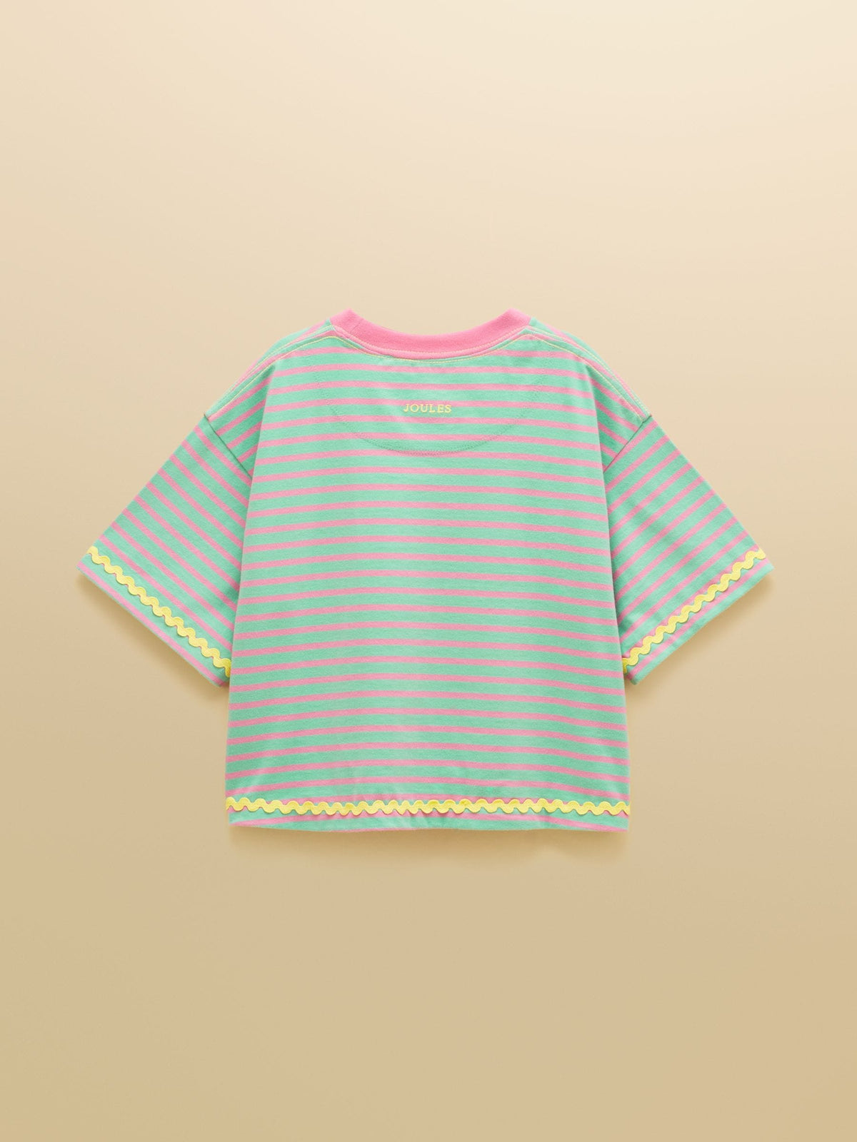 Dsiney Kidz - Joules Girls' Mila Aqua Blue Short Sleeve Stripe Boxy T-Shirt image 2