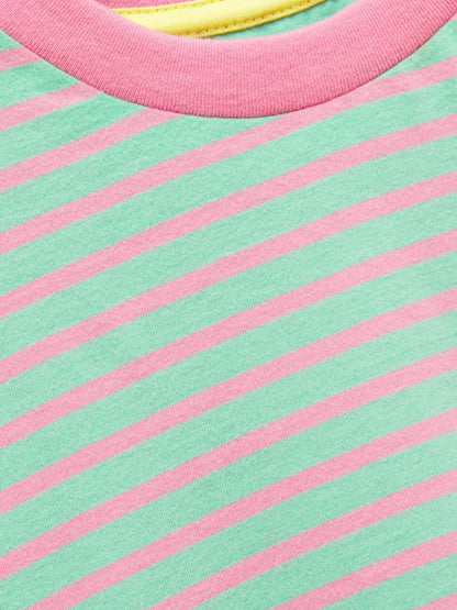 Dsiney Kidz - Joules Girls' Mila Aqua Blue Short Sleeve Stripe Boxy T-Shirt image 4