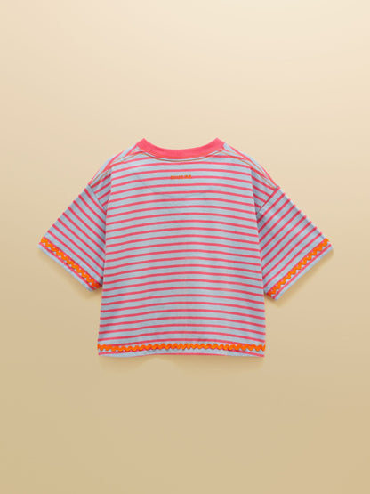 Dsiney Kidz - Joules Girls' Mila Blue Short Sleeve Stripe Boxy T-Shirt image 2