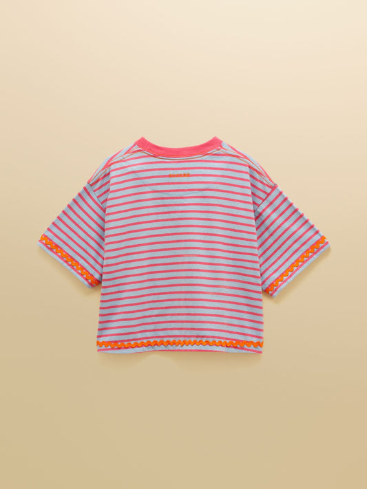 Dsiney Kidz - Joules Girls' Mila Blue Short Sleeve Stripe Boxy T-Shirt image 2