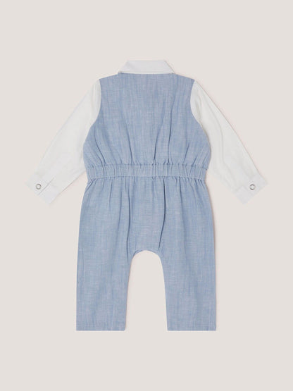 Monsoon Blue Newborn Arlo Waistcoat Romper image 2