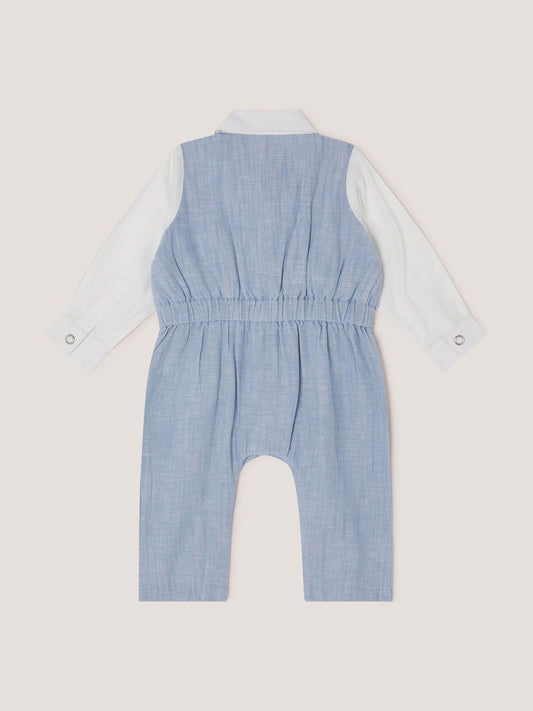 Monsoon Blue Newborn Arlo Waistcoat Romper image 2