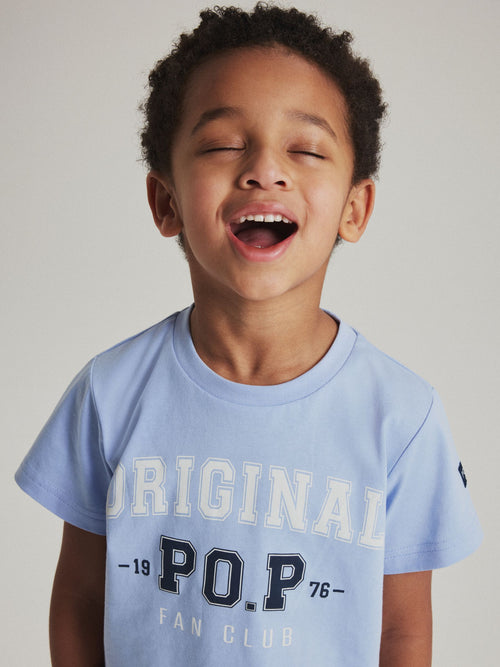 Polarn O. Pyret Blue Cotton Printed T-Shirt image 1