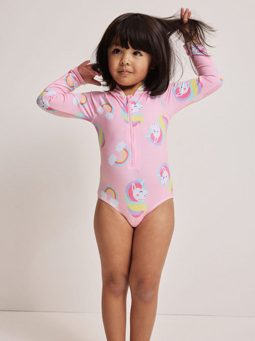 Dsiney Kidz - Polarn O. Pyret Pink Unicorn Print Zip-up Swimsuit image 1