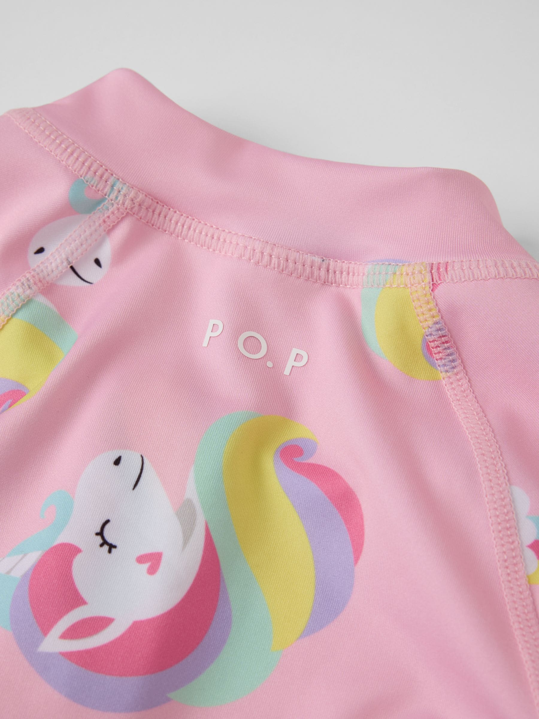 Polarn O. Pyret Pink Unicorn Print Zip-up Swimsuit image 4