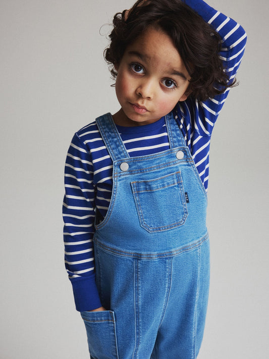 Polarn O. Pyret Blue Cotton Denim Dungarees image 1