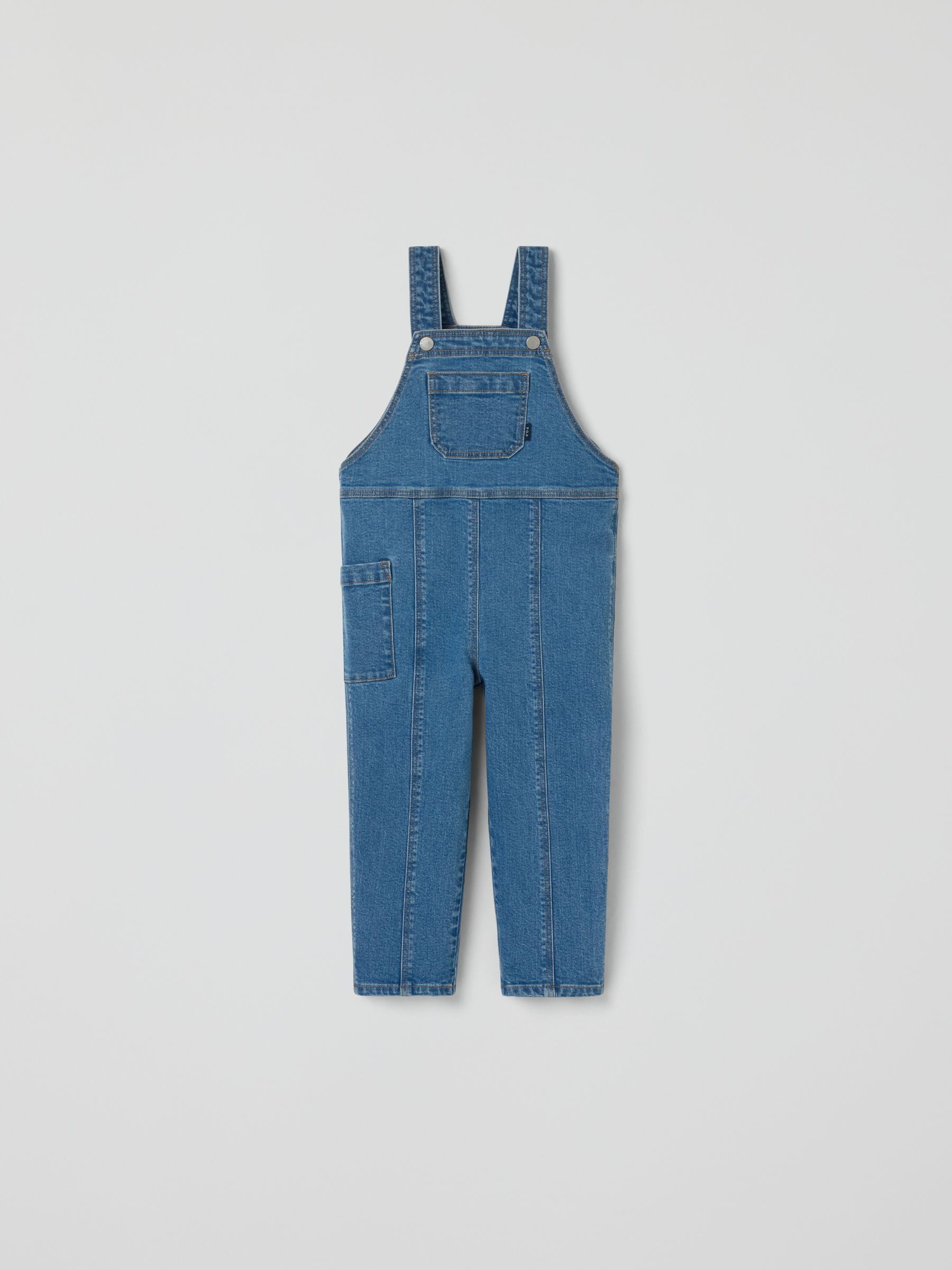 Polarn O. Pyret Blue Cotton Denim Dungarees image 2