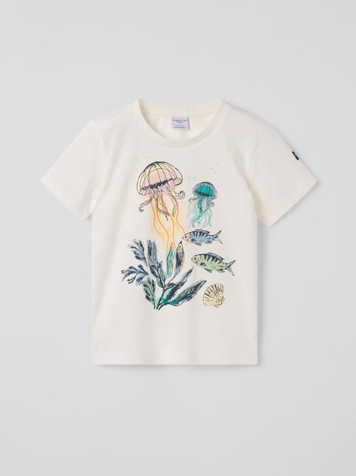 Polarn O. Pyret White Cotton Printed T-Shirt image 1