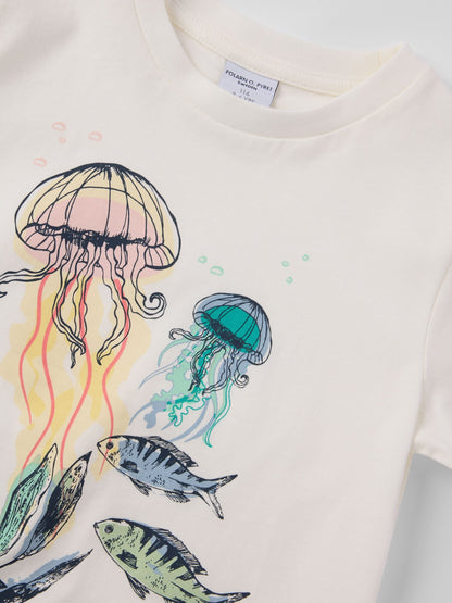 Polarn O. Pyret White Cotton Printed T-Shirt image 3