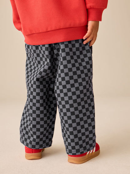Black/Grey Checkerboard Wide Fit Pull On Barrel Trousers (3mths-7yrs) - image 5