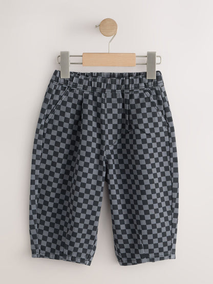 Black/Grey Checkerboard Wide Fit Pull On Barrel Trousers (3mths-7yrs) - image 7