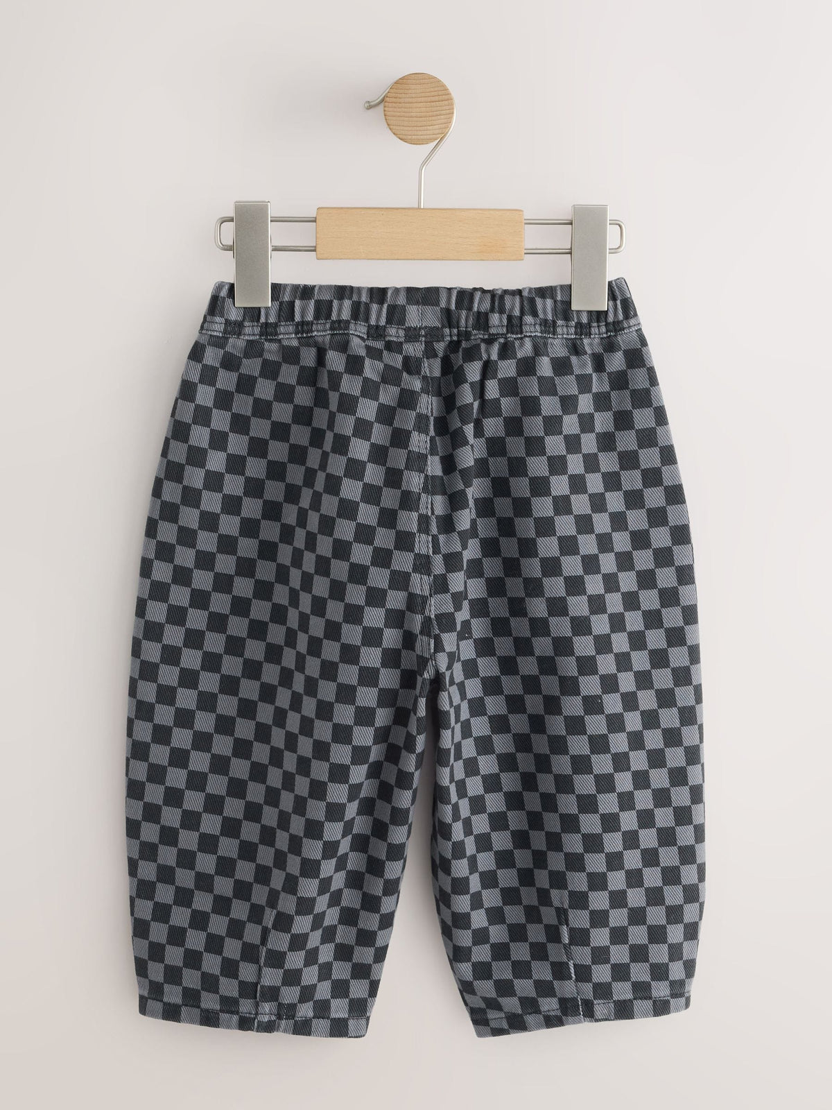 Black/Grey Checkerboard Wide Fit Pull On Barrel Trousers (3mths-7yrs) - image 8