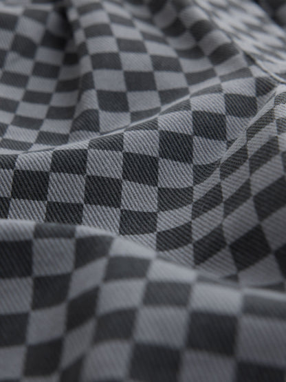 Black/Grey Checkerboard Wide Fit Pull On Barrel Trousers (3mths-7yrs) - image 9
