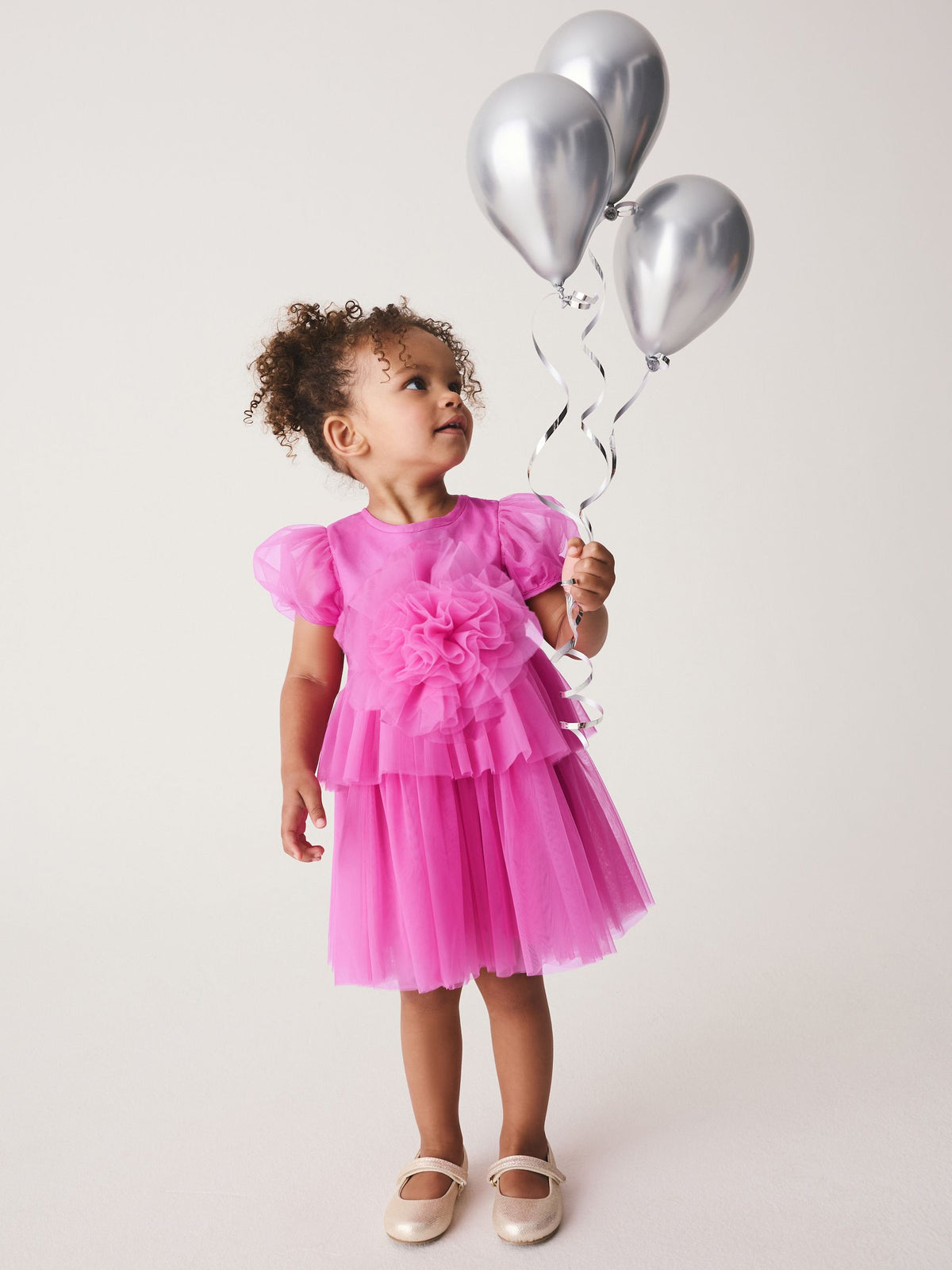 Pink Short Sleeve Mesh Corsage Flower Dress (3mths-7yrs) - image 2