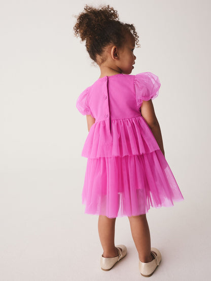Pink Short Sleeve Mesh Corsage Flower Dress (3mths-7yrs) - image 3