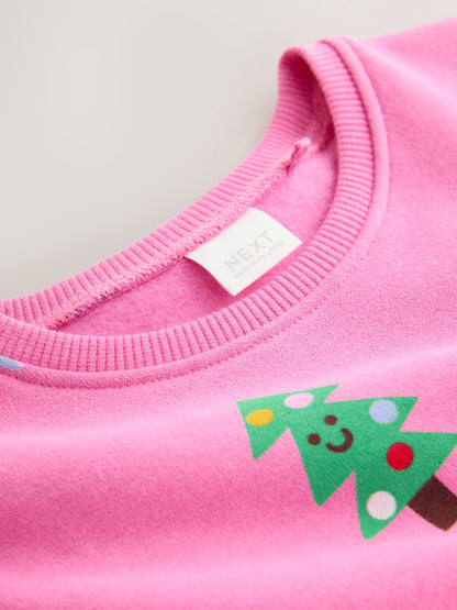 Dsiney Kidz - Bright Pink Christmas Long Sleeve Sweat Mesh Dress (3mths-7yrs) image 7