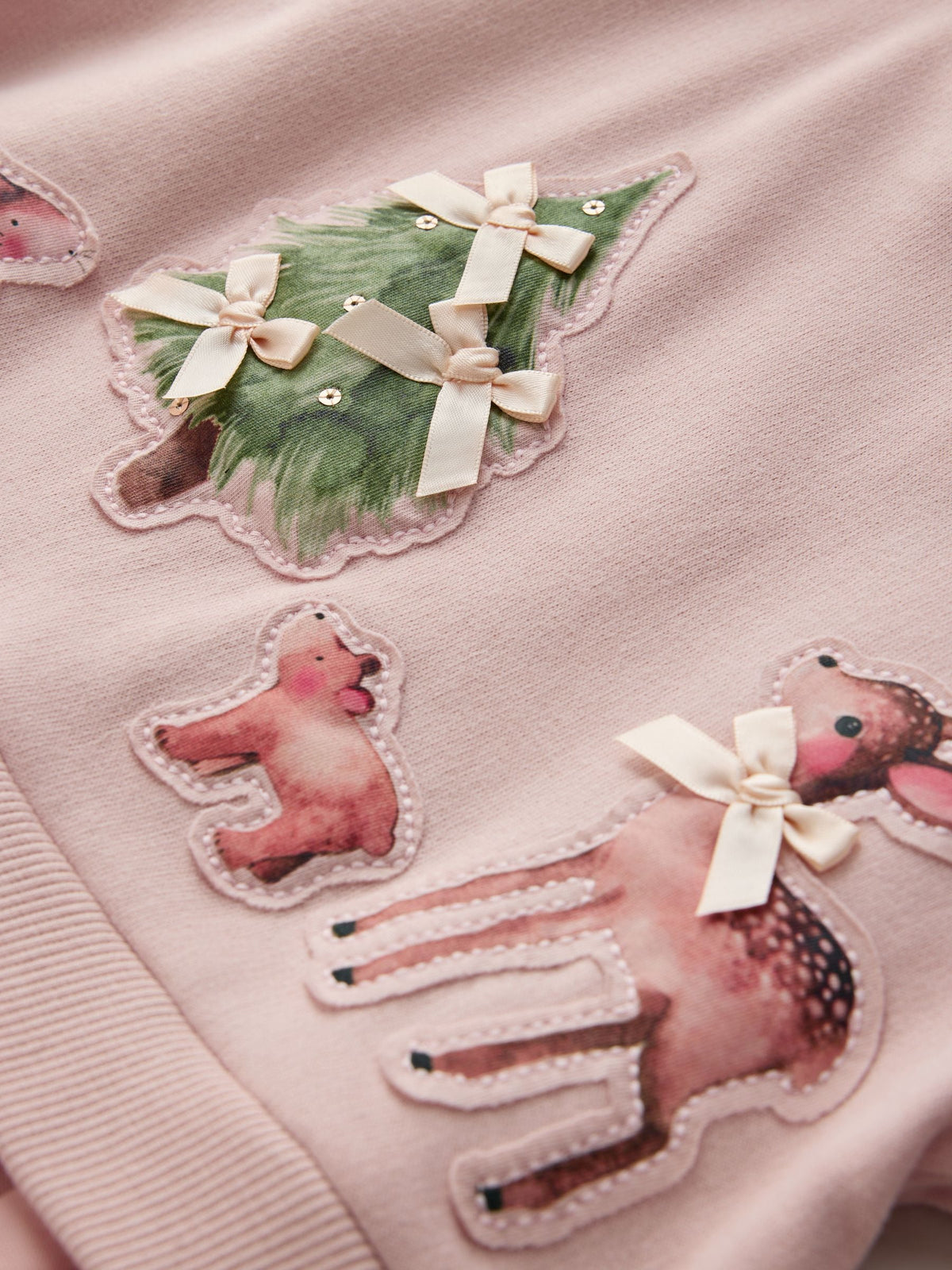 Pink Christmas Long Sleeve Sweat Mesh Dress (3mths-7yrs) - image 3