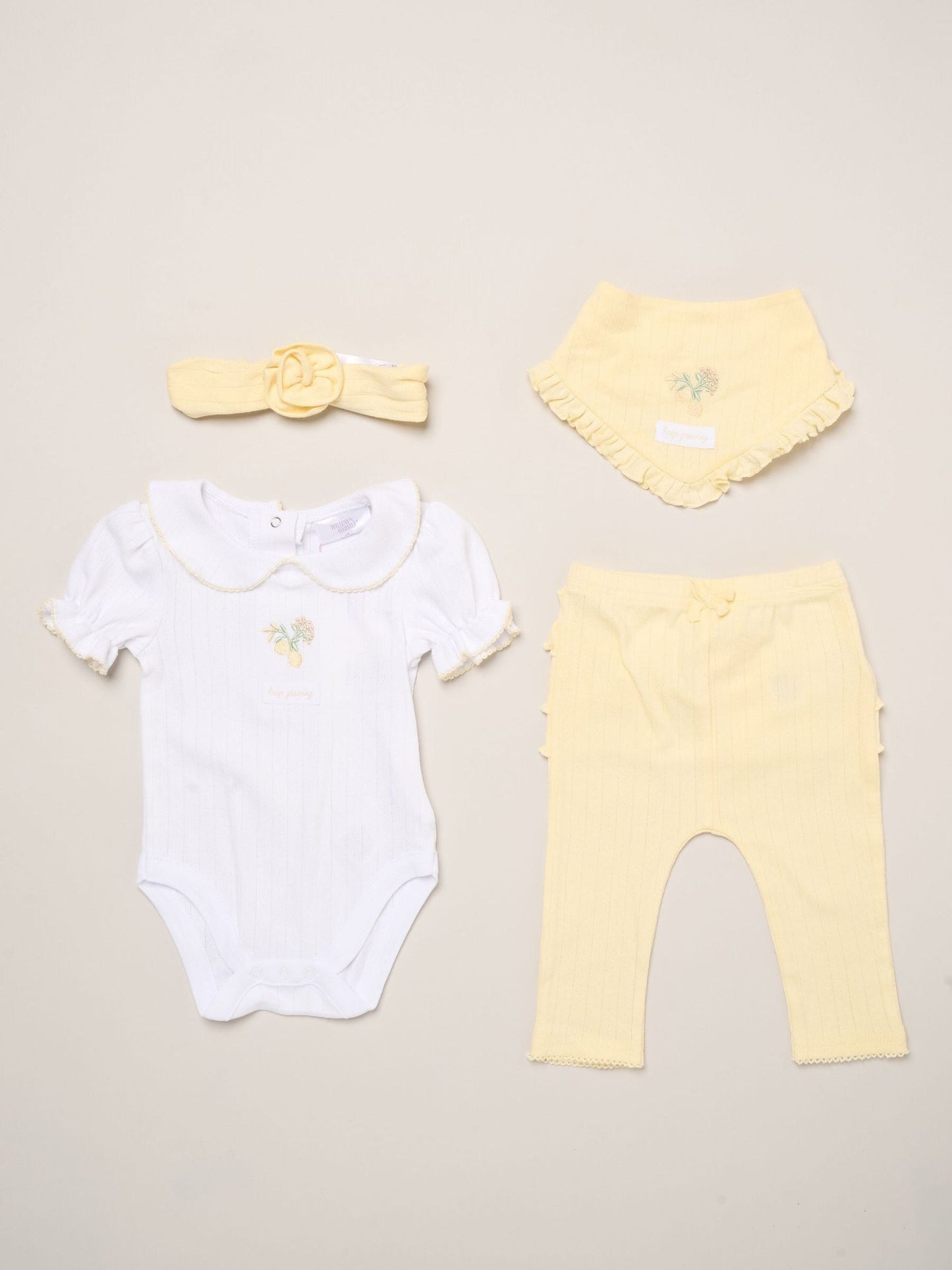 Rock-A-Bye Baby Boutique Yellow Baby Outfit Set 4 Piece image 1