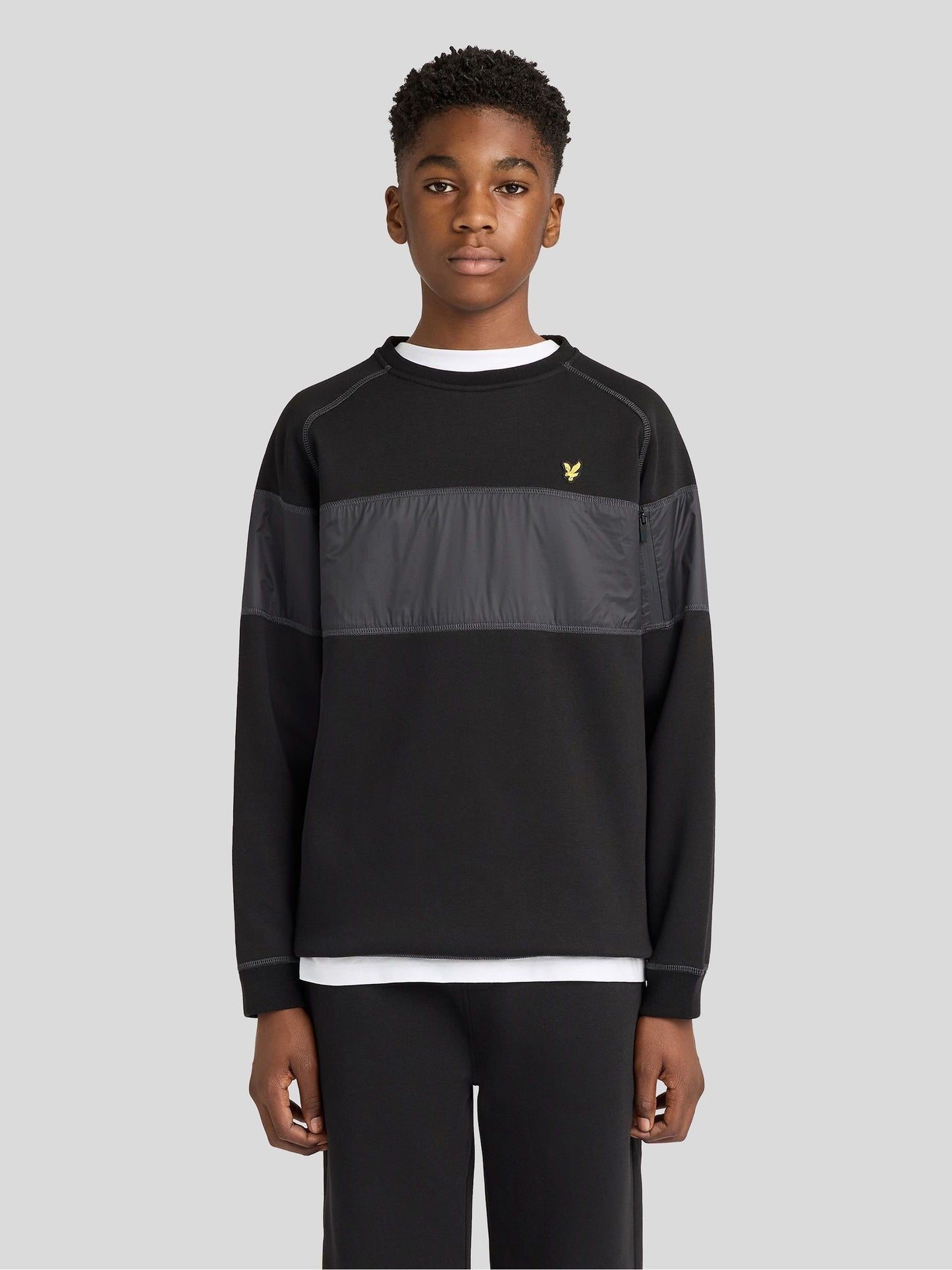 Dsiney Kidz - Lyle & Scott Black Panel Crew Neck Sweatshirt image 1