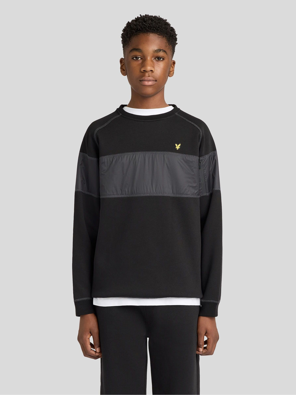 Dsiney Kidz - Lyle & Scott Black Panel Crew Neck Sweatshirt image 1