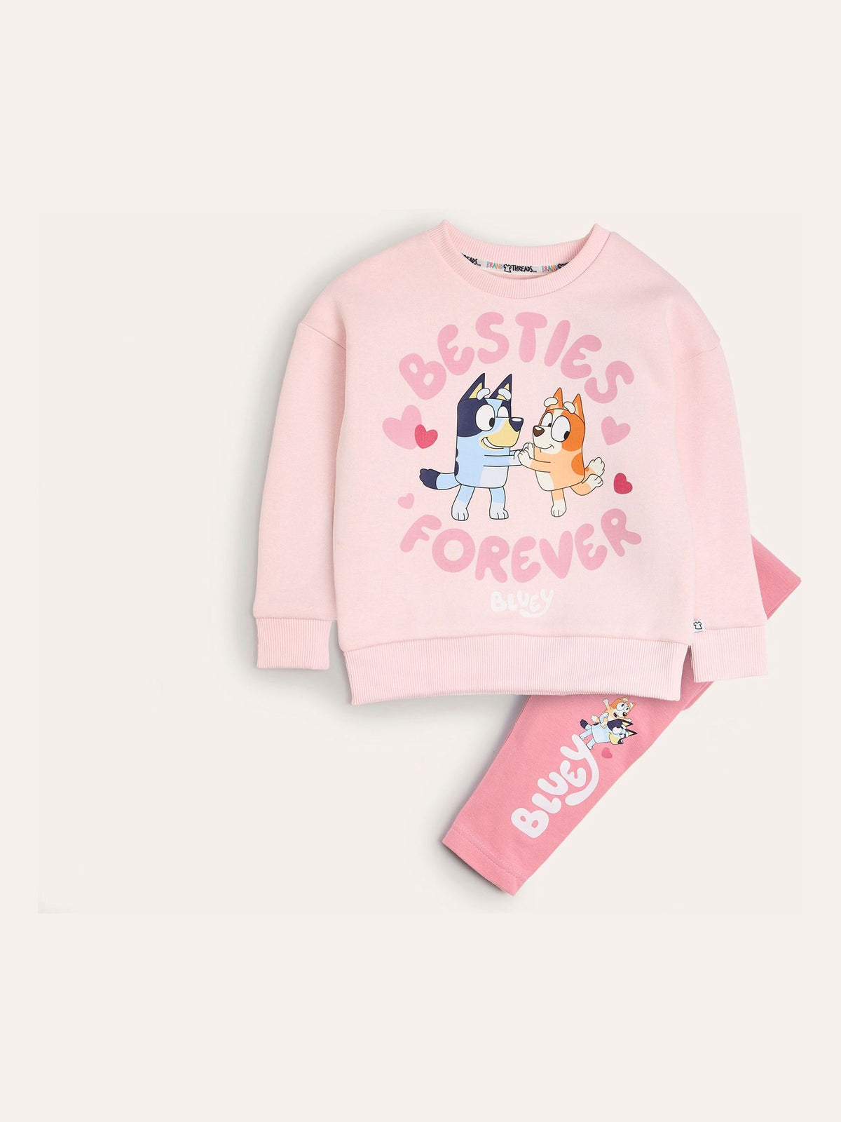 Brand Threads Pink Bluey Girls Jogger Daywear Set - image 2