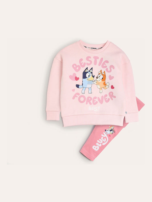Brand Threads Pink Bluey Girls Jogger Daywear Set - image 2