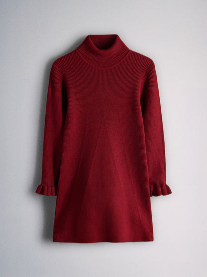 Dsiney Kidz - The Set 2 Pack Knitted Long Sleeve Roll Neck Rib Dresses Red/Green image 3