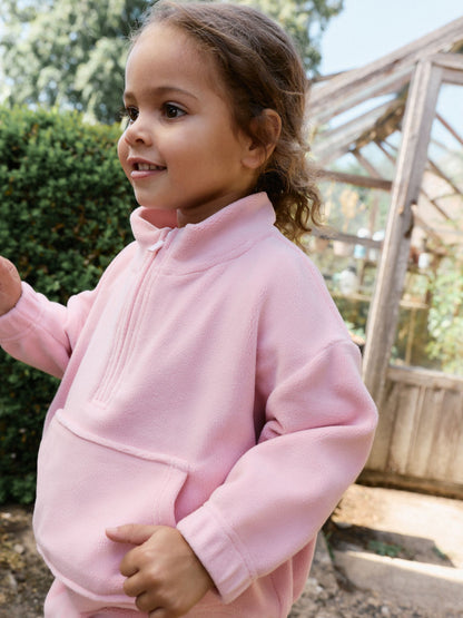 Pale Pink Fleece Half Zip Top and Barrel Trousers Set (3mths-7yrs) - image 2