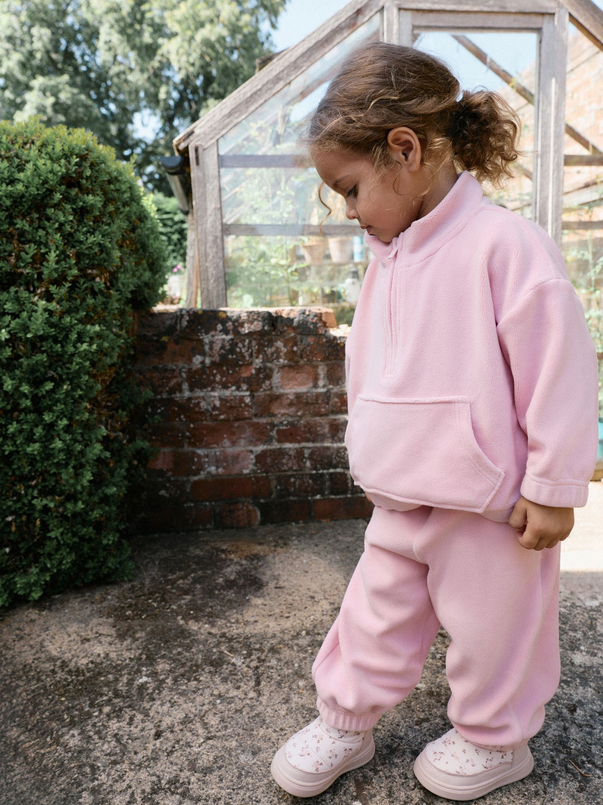 Pale Pink Fleece Half Zip Top and Barrel Trousers Set (3mths-7yrs) - image 4