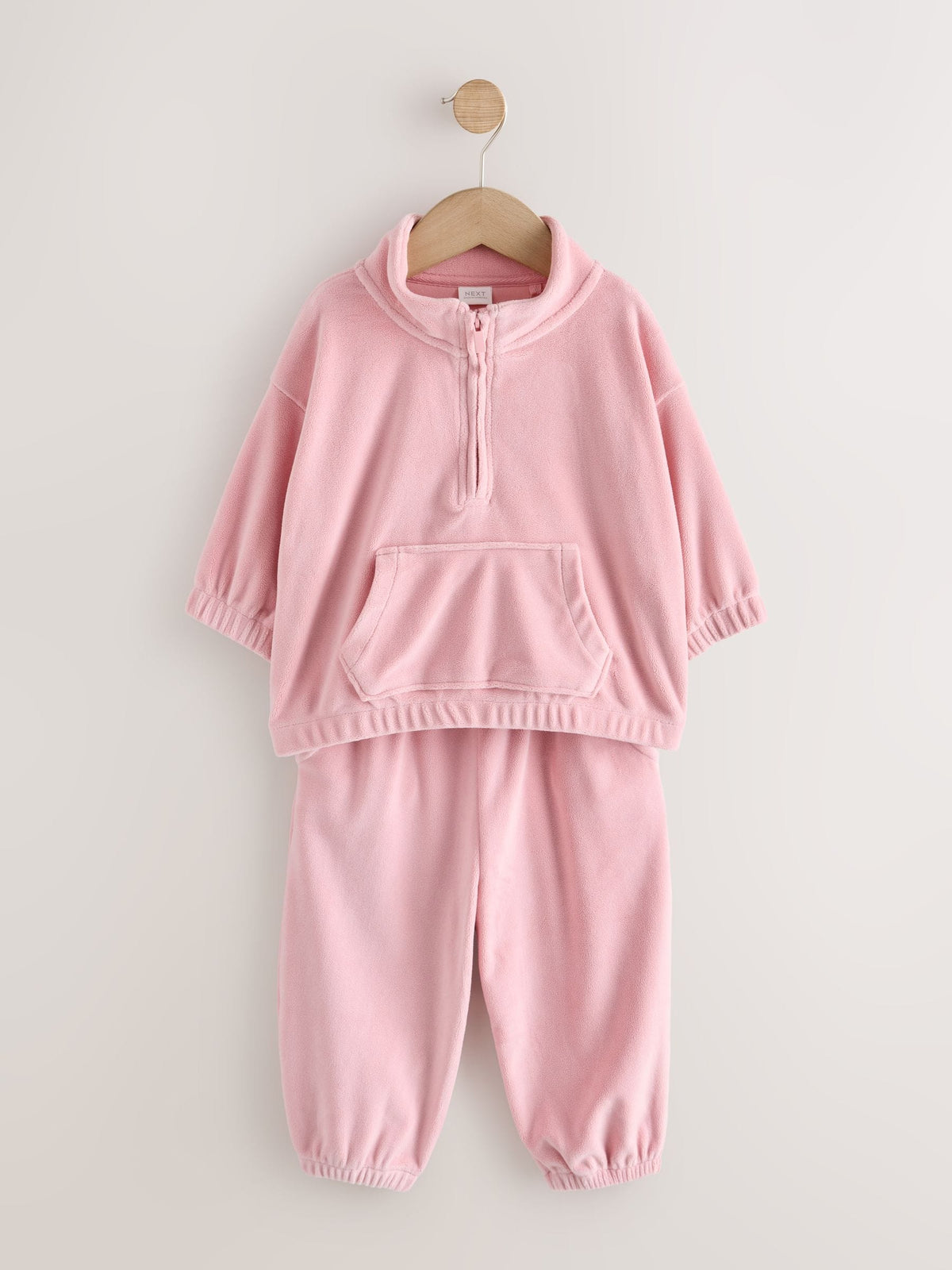 Pale Pink Fleece Half Zip Top and Barrel Trousers Set (3mths-7yrs) - image 5