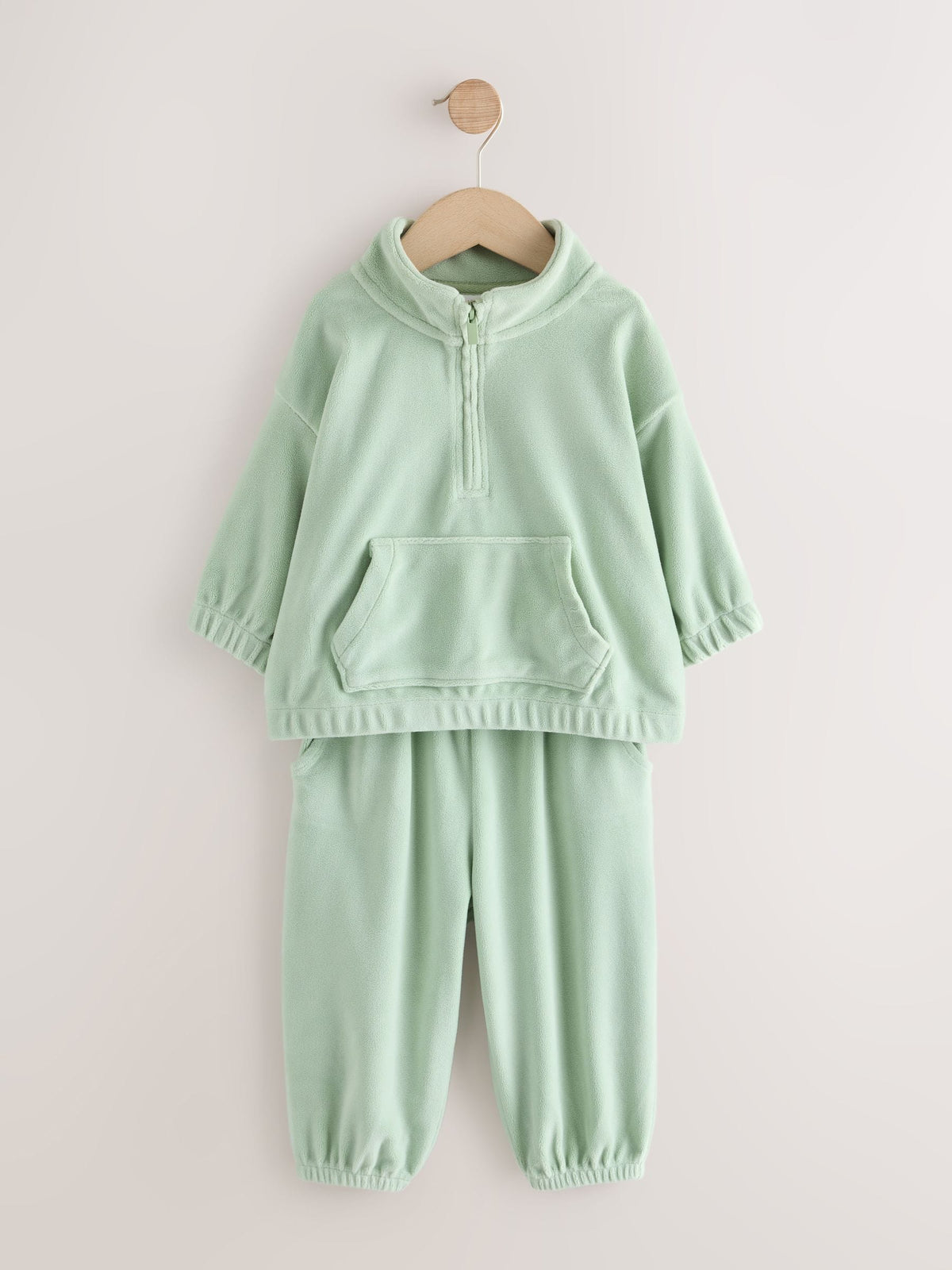 Green Fleece Half Zip Top and Barrel Trousers Set (3mths-7yrs) - image 1