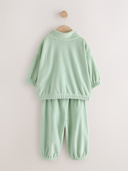 Green Fleece Half Zip Top and Barrel Trousers Set (3mths-7yrs) - image 2