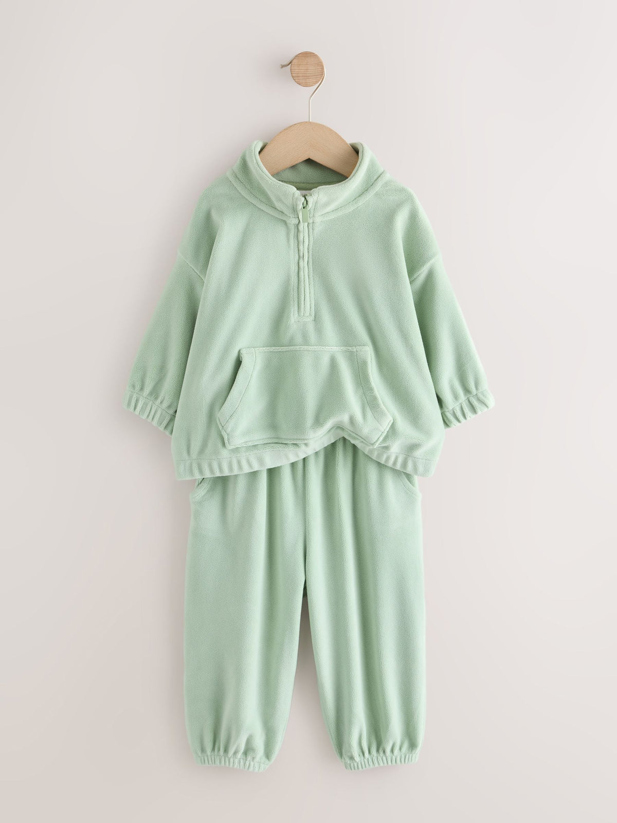 Green Fleece Half Zip Top and Barrel Trousers Set (3mths-7yrs) - image 3