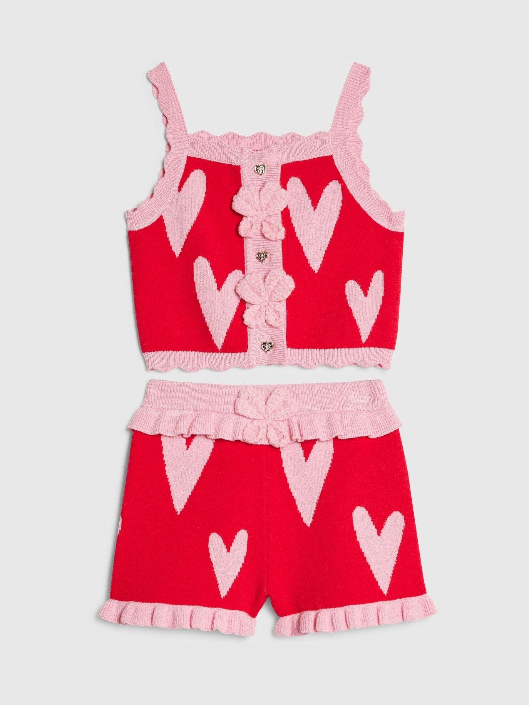 River Island Red Knitted Heart Blomber Set image 1