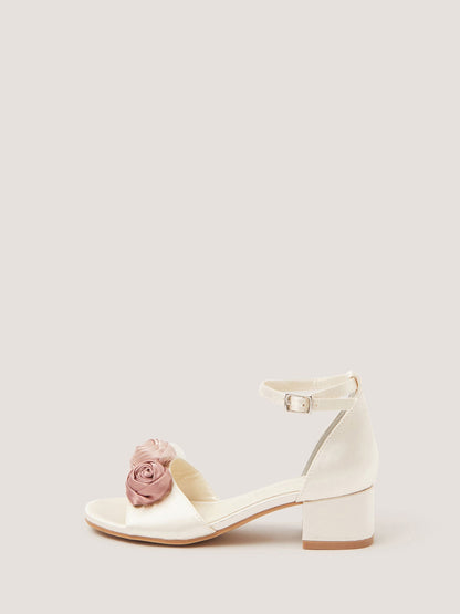 Monsoon Cream Rosette Satin Two Part Heels image 1