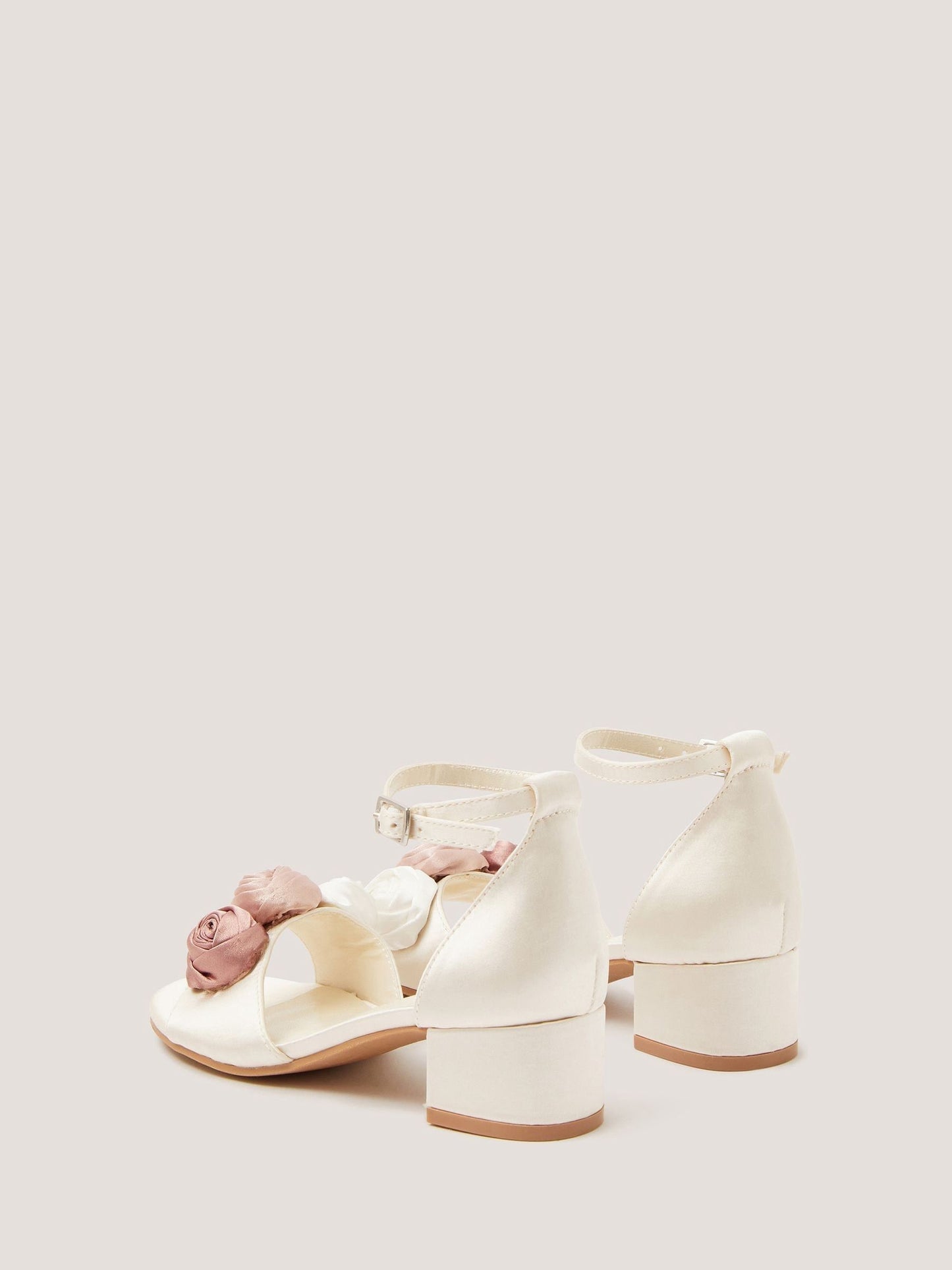 Monsoon Cream Rosette Satin Two Part Heels image 4