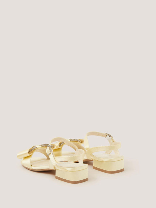 Monsoon Yellow Diamanté Bow Low Heel Sandals image 2